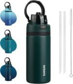 BJPKPK 17oz Insulated Water Bottle with 2-1 Straw Spout Lid, Stainless Steel Metal Water Bottles with Carry Handle, BPA Free, Leak-Proof, Fits in Car Cup Holder, Thermo for Sports,Army Green - Image 2