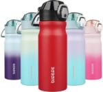 BJPKPK 18oz Insulated Water Bottle with Straw Stainless Steel Double Wall Water Bottles BPA Free Leak Proof Thermal Flask with Lockable Flip Lid and Soft Silicone Spout,Red - Image 2