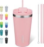 BJPKPK 18oz Tumbler With lid And Straw Stainless Steel Travel Coffee Mug Insulated Tumblers Cups,Light Pink - Image 2