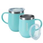 BJPKPK 2 pcs Insulated Coffee Mug, 12 oz Stainless Steel Insulated Coffee Tumbler with Lid for Hot Drinks & Cold Drinks- Turquoise - Image 2