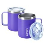 BJPKPK 2 pcs Insulated Coffee Mug, 14oz Insulated Tumbler with Lid, Stainless Steel Coffee Cups with Splash Proof Lid-Purple - Image 2