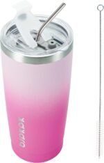 BJPKPK 20oz Stainless Steel Tumbler with Lid And Straw, Double Wall Vacuum Coffee Cup, Travel Mug for Ice Drink and Hot Beverage, Insulation Travel Tumblers Cups,Cherry Blossom - Image 2