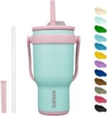 BJPKPK 30 OZ Insulated Travel Tumbler with Handle and Straw, Stainless Steel Water Bottle, Double Wall Vacuum Insulated Mug, for Work, Car, Travel, Guava - Image 2