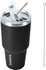 BJPKPK 30 oz Stainless Steel Tumbler with Lid and Straw Insulated Travel Coffee Mug Reusable Metal Thermal Cup,Black - Image 2