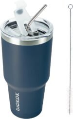 BJPKPK 30 oz Tumbler with Lid and Straw Stainless Steel Double Wall Vacuum Insulated Tumblers,Navy Blue - Image 2