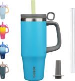 BJPKPK 32oz Stainless Steel Insulated Tumbler with Handle and Straw Travel Coffee Mug Thermal Cups with Lid,Reef Blue - Image 2