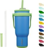 BJPKPK 40 OZ Insulated Travel Tumbler with Handle and Straw, Stainless Steel Water Bottle, Double Wall Vacuum Insulated Mug, for Work, Car, Travel, Sky Blue - Image 2