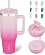 BJPKPK 40oz Stainless Steel Insulated Tumbler With Handle And Lid Straw Travel Coffee Mug Thermal Cup,Cherry Blossom - Image 2