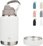 BJPKPK 64oz Insulated Water Bottles, Dishwasher Safe Half gallon Water Bottle with Metal Handle, BPA Free Spout Lid & Detachable Bowl, Large Stainless Steel Jugs, Milky White - Image 2