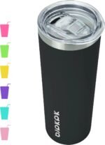 BJPKPK Black Skinny Stainless Steel Tumblers 20 oz Slim Insulated Reusable Coffee Travel Water Tumbler Cup With Lid - Image 2