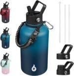 BJPKPK Half Gallon Insulated Water Bottles with 3 Lids and Paracord Handle, 50oz, 64oz, 87oz, 128oz Large, Stainless Steel Water Bottles with Straw Lid, Half Gallon Water Jug,Vast - Image 2