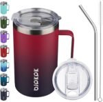 BJPKPK Insulated Coffee Mug with 2 Lids, 25oz Stainless Steel Insulated Tumbler with Handle, Double Wall Vacuum Coffee Cups, BPA Free Travel Mug for Coffee, Tea and Drinks, Charming Red & Blue - Image 2