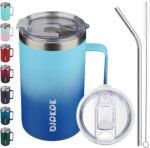 BJPKPK Insulated Coffee Mug with 2 Lids, 25oz Stainless Steel Insulated Tumbler with Handle, Double Wall Vacuum Coffee Cups, BPA Free Travel Mug for Coffee, Tea and Drinks, Sky - Image 2