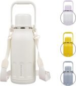 BJPKPK Insulated Thermal 40oz Water Bottle with Lid and Carry Handle Double Wall Stainless Steel Water Bottles for Sports,Beige - Image 2