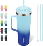 BJPKPK Insulated Tumbler with Handle, 26oz Insulated Tumblers with Lid and Straw, Stainless Steel Metal Water Bottles, Coffee Travel Mugs, Cups, Sky - Image 2