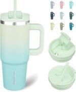 BJPKPK Insulated Tumblers With Handle And Straw 30 oz Stainless Steel Tumbler Cups With Lid,Mint - Image 2