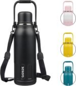 BJPKPK Insulated Water Bottle 50oz Vacuum Insulated Stainless Steel Water Bottles with Handle and Lid Travel Metal Thermal Flask for Outdoor Sports,Black - Image 2