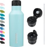 BJPKPK Insulated Water Bottle With Straw 17oz Stainless Steel Water Bottles With 2 Lids And Carry Handle Reusable Travel Metal Thermal Flask,Turquoise - Image 2
