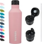 BJPKPK Insulated Water Bottle With Straw 25oz Stainless Steel Water Bottles With 2 Lids And Carry Handle Reusable Travel Metal Thermal Flask,Light Pink - Image 2