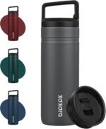 BJPKPK Insulated Water Bottle with 2 Lids,20 oz Double Wall Stainless Steel Vacuum Tumbler Travel Coffee Mug,Wide Mouth Thermal Cup,Grey - Image 2