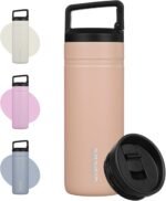 BJPKPK Insulated Water Bottle with 2 Lids,20 oz Double Wall Stainless Steel Vacuum Tumbler Travel Coffee Mug,Wide Mouth Thermal Cup,Peach - Image 2