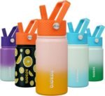 BJPKPK Insulated Water Bottle with Straw Lid, 15 oz Stainless Steel Metal Water Bottles, Reusable Leak Proof BPA Free Thermo, Flask, Cups - Coral - Image 2