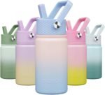 BJPKPK Insulated Water Bottle with Straw Lid, 15oz Cute Water Bottles, Stainless Steel Metal Thermo, Reusable BPA Free Leak Proof Tumblers, Cups,Sunset Clouds - Image 2