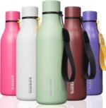 BJPKPK Insulated Water Bottles, 18 oz Stainless Steel Metal Water Bottle with Strap, BPA Free Leak Proof Jugs, Mugs, Flasks, Reusable Thermal Flasks for Sports & Travel, Macaron Green - Image 2