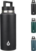 BJPKPK Insulated Water Bottles, Dishwasher Safe 36 oz Water Bottle with Handle, Leakproof BPA Free Thermal Flasks, Stainless Steel Jug for Sports, Black - Image 2