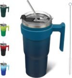 BJPKPK Tumbler With Handle And Straw 20oz Stainless Steel Tumbler With Lid Insulated Coffee Cups,Indigo Black - Image 2