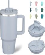 BJPKPK Tumbler With Handle And Straw 40oz Insulated Tumbler Cups With Lid Stainless Steel Travel Coffee Mug,Modern Blue - Image 2