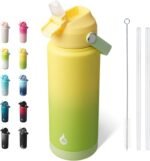 BJPKPK Water Bottle with Straw Lid, 24oz Vacuum Insulated Water Bottles, Metal Stainless Steel Thermo for Sports, Travel, BPA Free Leak Proof Thermo, Cups, Flasks, Tumblers,Fresh Green - Image 2