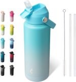 BJPKPK Water Bottle with Straw Lid, 24oz Vacuum Insulated Water Bottles, Metal Stainless Steel Thermo for Sports, Travel, BPA Free Leak Proof Thermo, Cups, Flasks, Tumblers,Sea Salt - Image 2