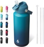 BJPKPK Water Bottle with Straw Lid, 32oz Vacuum Insulated Water Bottles, Metal Stainless Steel Thermo for Sports, Travel, BPA Free Leak Proof Thermo, Cups, Flasks, Tumblers,Vast - Image 2