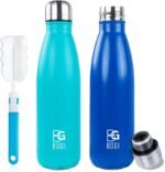 BOGI 2 Pack 17oz Insulated Water Bottle Double Wall Vacuum Stainless Steel Water Bottles, Leak Proof Metal Sports Water Bottle Keeps Drink Hot & Cold - Perfect for Outdoor Sports Camping (Mint+Dblue) - Image 2