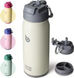 BOTTLE BOTTLE 16 oz sports water bottle stainless steel insulated kids water bottle with straw and pills holder for gifts and school（ gray） - Image 2