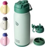 BOTTLE BOTTLE 16 oz sports water bottle stainless steel insulated kids water bottle with straw and pills holder for gifts and school（green） - Image 2