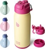BOTTLE BOTTLE 16 oz sports water bottle stainless steel insulated kids water bottle with straw and pills holder for gifts and school（milkshake yellow） - Image 2