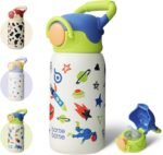 BOTTLE BOTTLE Kids Insulated Water Bottle with Straw Lid and Handle 16 oz Stainless Steel Vacuum Tumbler Water Bottles for School Outdoor Travel Gifts for Boys and Girls Astronaut - Image 2