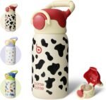 BOTTLE BOTTLE Kids Insulated Water Bottle with Straw Lid and Handle 16 oz Stainless Steel Vacuum Tumbler Water Bottles for School Outdoor Travel Gifts for Boys and Girls Cow - Image 2