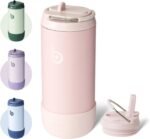 BOTTLE BOTTLE Kids Water Bottle 12 oz Kids Insulated Cup with Leak-proof Lid Silicone Boot Stainless Steel Straw Cup for School Sports Travel Gifts for Girls pink - Image 2