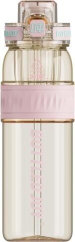 BOTTLE JOY 26oz PPSU Water Bottles with Straw and Strap Double drinking mouth Bottle with Suck and Drink, BPA Free Reusable Sports Water Bottle for Hiking Travelling Running Fitness 750ml (Pink) - Image 2