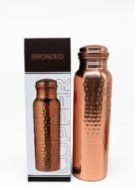 BRONZEO 100% Pure Copper Water Bottle – Hammered Design, 954ml | Ayurvedic Copper Bottle for Health & Detox | Leak-Proof Screw Cap | BPA-Free, Durable, Eco-Friendly, Yoga & Office Use - Image 2