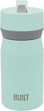 BUILT Cascade Double Wall Vacuum Insulated Stainless Steel Wide Mouth Water Bottle with Comfort Grip and Straw Lid and Carry Handle, 12 Ounces - Image 2