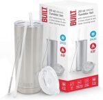 BUILT Double Walled Stainless Steel Tumbler Set with Replacement Lid, 2 Reusable Tritan Wire Straw Cleaning Brush in Gift Box, 20-ounces - Image 2