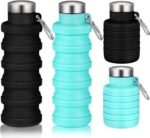 Baderke 2 Pcs Collapsible Water Bottles 17oz Silicone Travel Foldable Portable Water Bottle with Buckle Silicone Lightweight Reusable Leakproof for Camping Hiking Cycling Sport(Green, Black) - Image 2