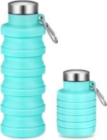 Baderke Collapsible Water Bottles 17oz Travel Sports Portable Water Bottle with Portable Buckle Silicone Lightweight Reusable Leakproof for Camping Hiking Yoga Outdoor(Green) - Image 2