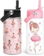 Ballet Kid 12oz Water Bottle with Straw Lid - 2-Pack Insulated Stainless Steel Water Bottles for Kids Girls - Travel Cup for School Sports - Image 2