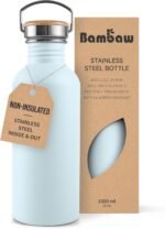 Bambaw 1 Litre Stainless Steel Water Bottle, Light Blue Water Bottle, BPA-Free Non-Insulated Sports Bottle, 1 Litre Stainless Steel Bottle – Polar Blue - Image 2