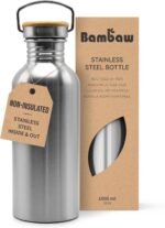 Bambaw Stainless Steel Water Bottles 32 oz, Non-insulated Single Wall Metal Water Bottle Stainless Steel, Reusable & Eco Friendly, Dishwasher Safe – Silver - Image 2